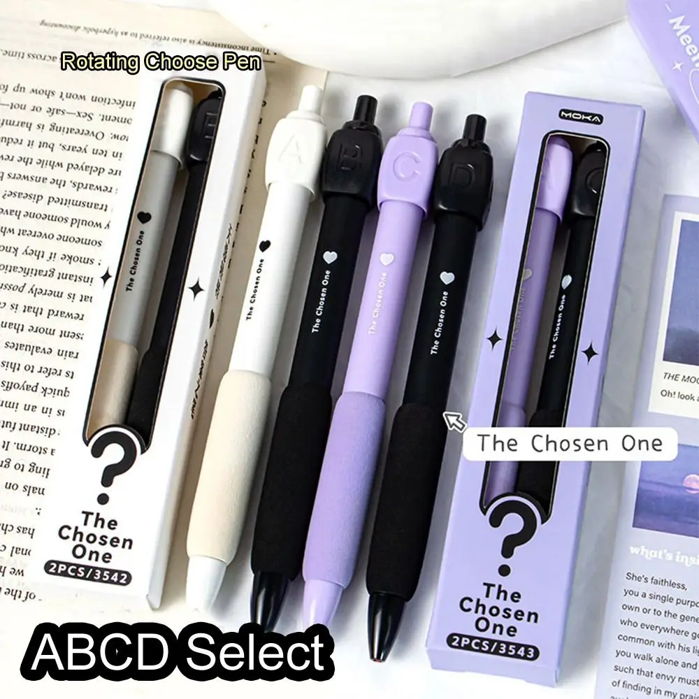 2 Pcs Interesting Fun Rotating Answer Pen Novelty ABCD Select Rotating Choose Pen 0.5mm Writing Ballpoint Gel Pen Stationery