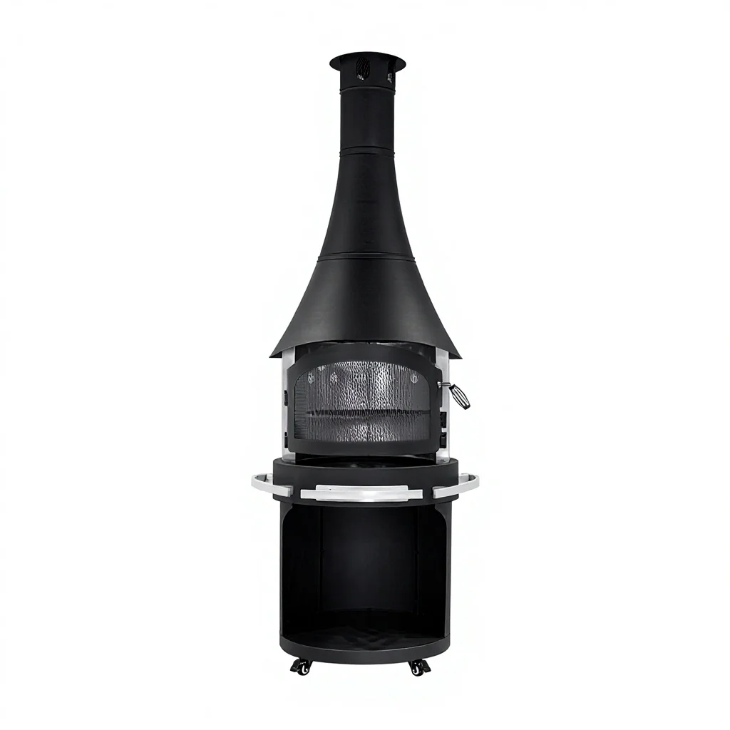 hx-Grill Stove Firewood Cold Rolled Steel Cast Iron Non-Stick Coating Portable Outdoor Fire Pit Table with Poker Model H505