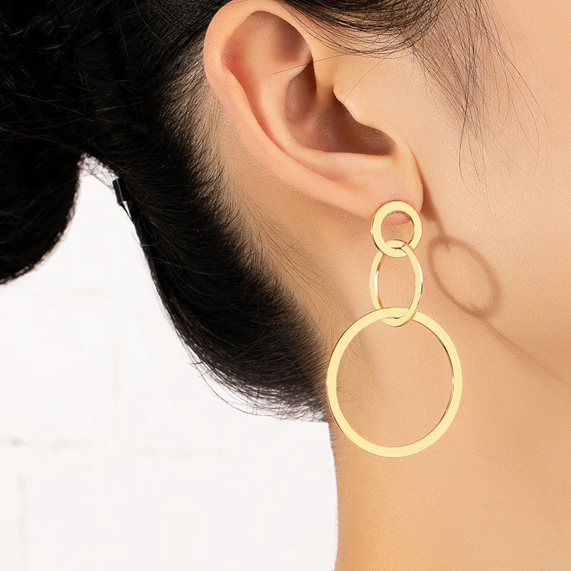 

Fashionable Spliced Circle Earrings for Women Elegant Simple Design Cross-Border Jewelry Elegant Fashionable Circle Earrings