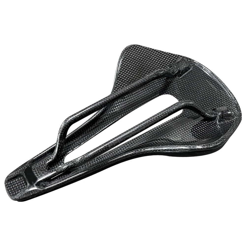 BALUGOE Leichter Carbonfaser-Sattel mit Vakuum-Leder-Oberfläche, Pneumatischer Rennrad- und Mountainbike-Sattel, Fahrradkissen, Fahrradteile – Detail 5