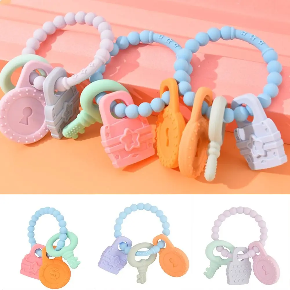 Food Grade Silicone Baby Teething Toy Multi-color Ring Design Baby Health Teether Toys Durable Portable