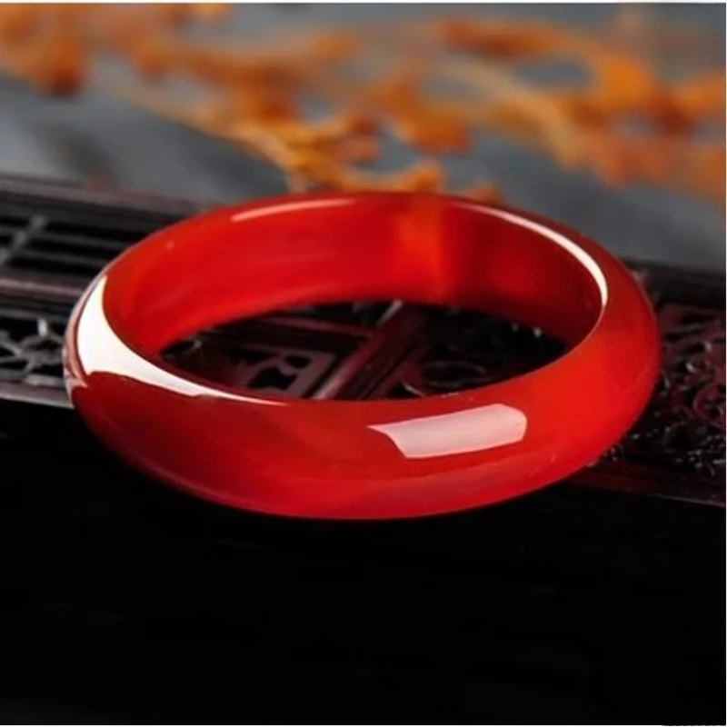 High Ice Red Agate Flat Bar Bracelet, Women's Ethnic Style Daily Jade Bracelet