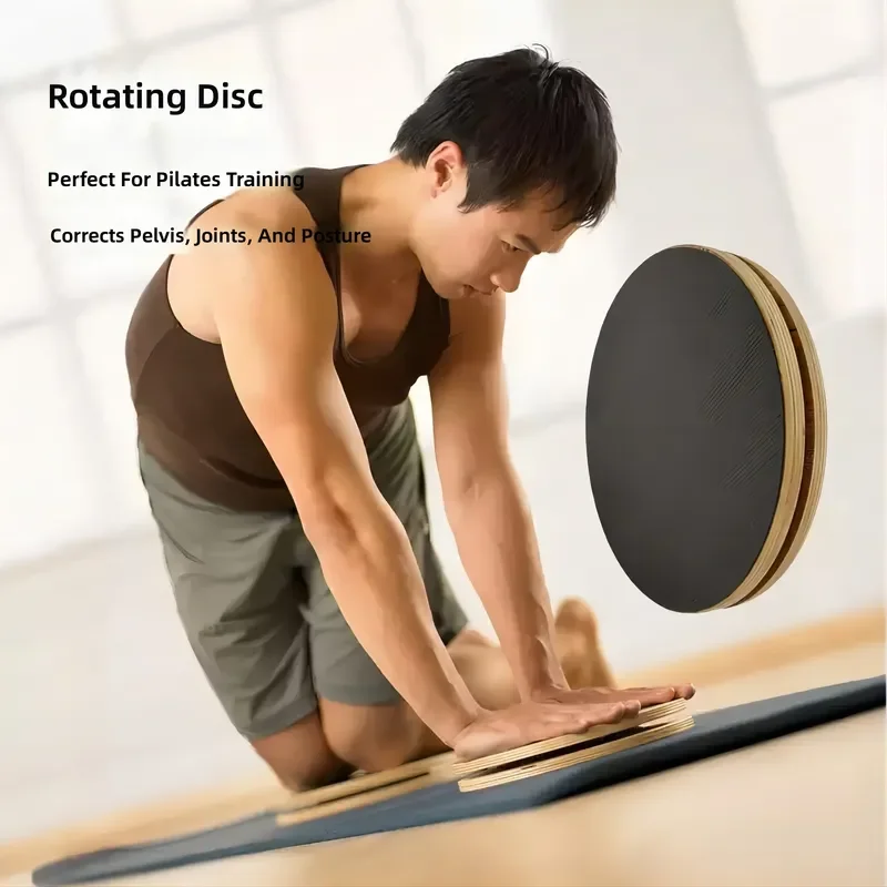 for Solid Wood Pilates Rotating Disc Posture Correction Pelvic Floor Postpartum Rehabilitation Fitness Training Yoga Wheel