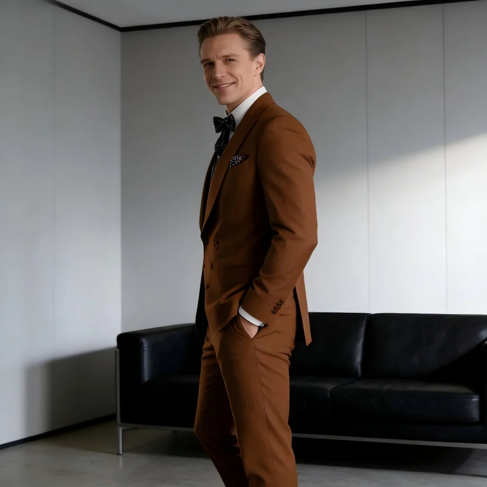 

Красный свадебный смокинг для мужчин, комплект из 3 предметов для курения, официальный танец, выпускной, мужской костюм жениха, модный костюм на заказ