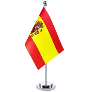 aerlxemrbrae 14x21cm Meja Kantor Spanduk Negara Spanyol Kecil Meja Ruang Rapat Tiang Berdiri Bendera Nasional Spanyol 12 bendera meja penjualan terbaik - №
