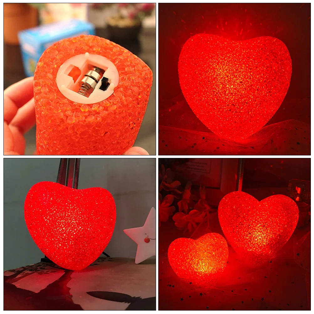 

2 Pcs Red Heart Shaped Night Light Toys Flashing W Glowing Party Luminous Favor Baby Small Size Durable Material
