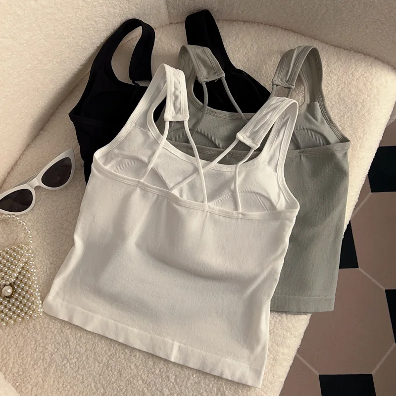 Anime Hello Kittys Fashion Women Clothing Y2K Tops with Breast Pad Cute T-Shirt Girls Summer Cropped Tops White Sexy Suspender - view 4