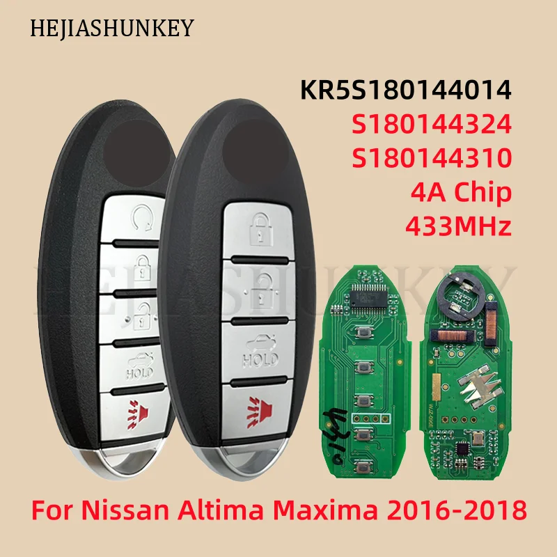 

S180144310 S180144324 KR5S180144014 433MHz 4A HITAG AES 4/5 Button Smart Key Fob For Nissan Altima Teana Maxima 2016-2018