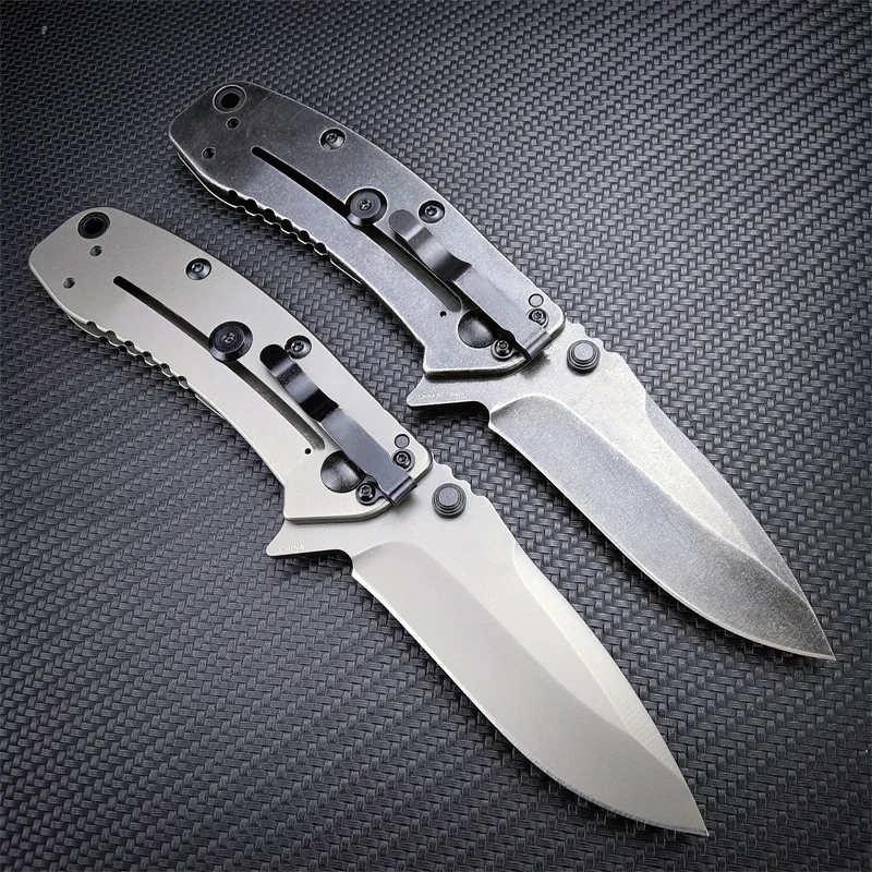 KS 1556 Cryo II Folding Knife 8Cr13Mov Blade 420 Stainless Steel Handle Hunting Stonewash Flipper Assisted Stonewash Pocket Tool