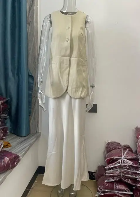 

Комплекты из двух предметов, женский жилет без рукавов с круглым вырезом и юбка с высокой талией, летний темпераментный новый модный комплект для женщин