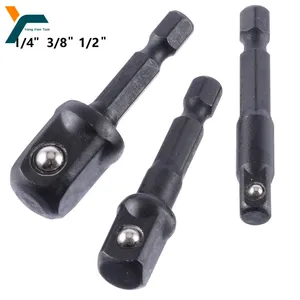 3Pcs Impact Socket Adapter 1/4 3/8 1/2 Inch Nut Driver Sockets Hex Shank Extension For Screwdriver Handle Tool