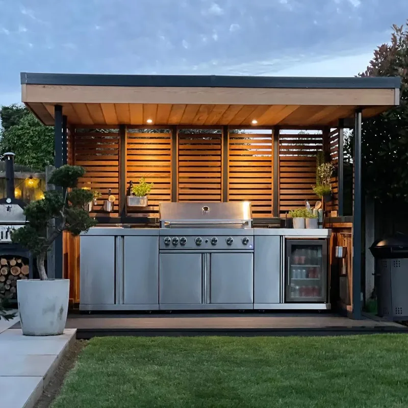 Modular Outdoor Kitchen Cabinet Custom Garden Stainless Steel Outdoor BBQ Kitchen With Shed