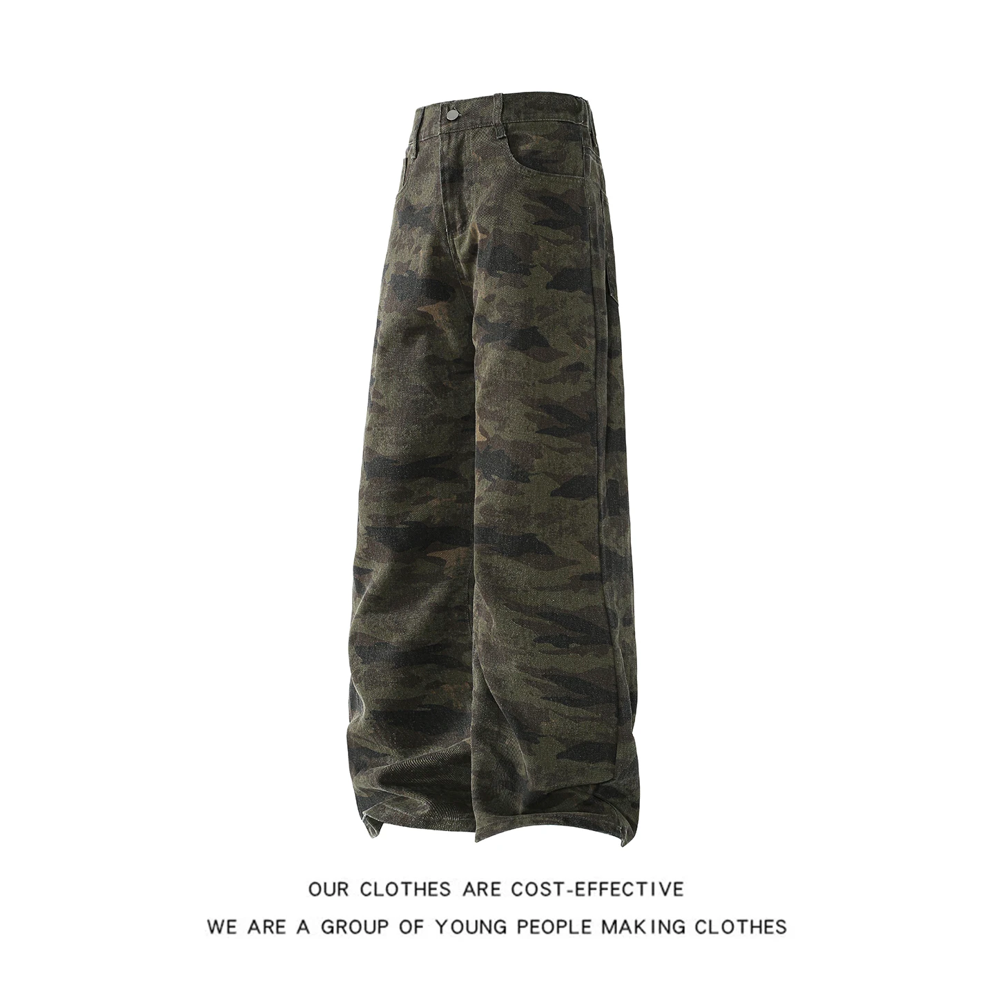 

American Retro Camouflage Wide Leg Workwear Pants Men's Trendy High Street Drape Loose Straight Micro Flared Jeans Casual You...