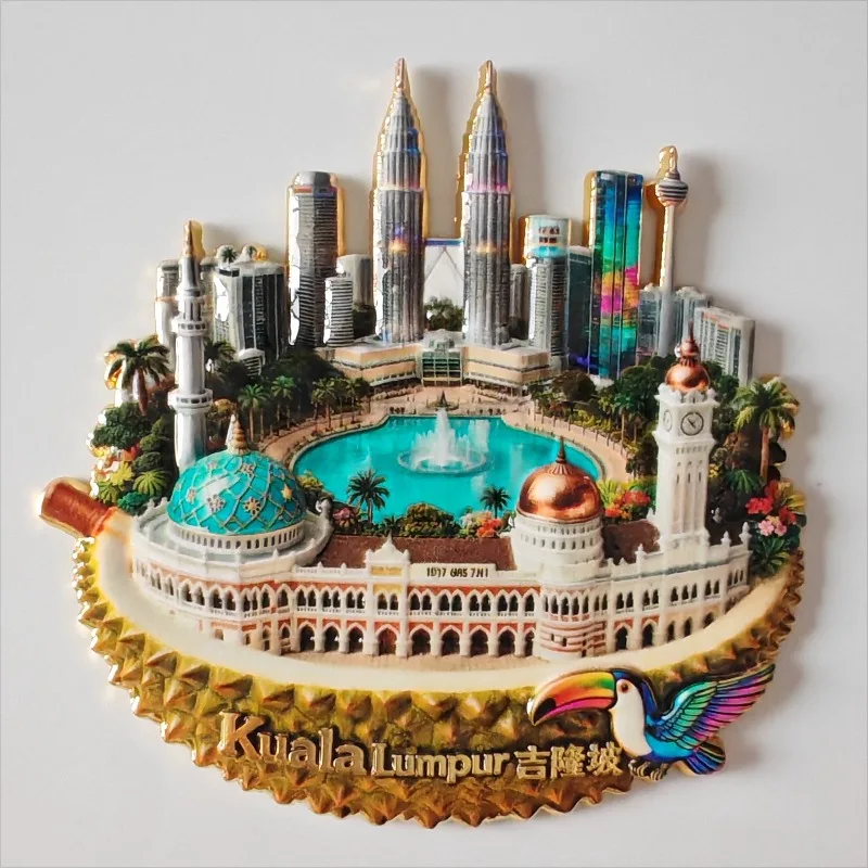 Malaysia Fridge Magnets Metal Material Petronas Twin Towers Souvenirs Kuala Lumpur Fridge Stickers Birthday Gifts Home Decor