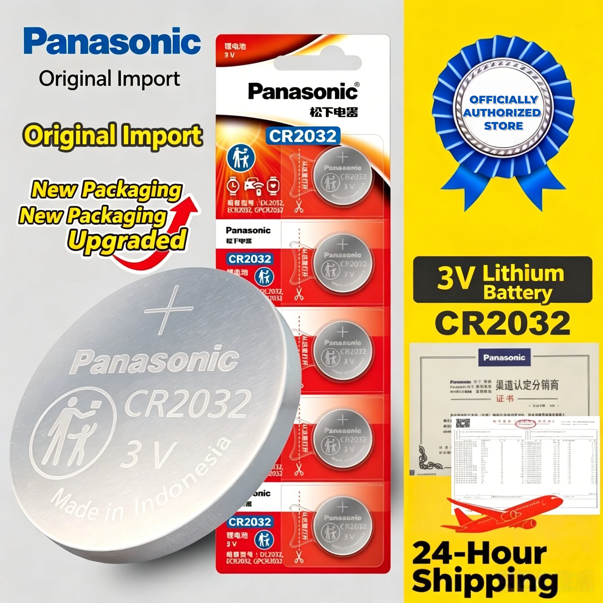 100%Original PANASONIC CR2032 CR 2032 3V Lithium Battery(2-30pc)For Watch Calculator Clock Remote Control Toys Button Coins Cell