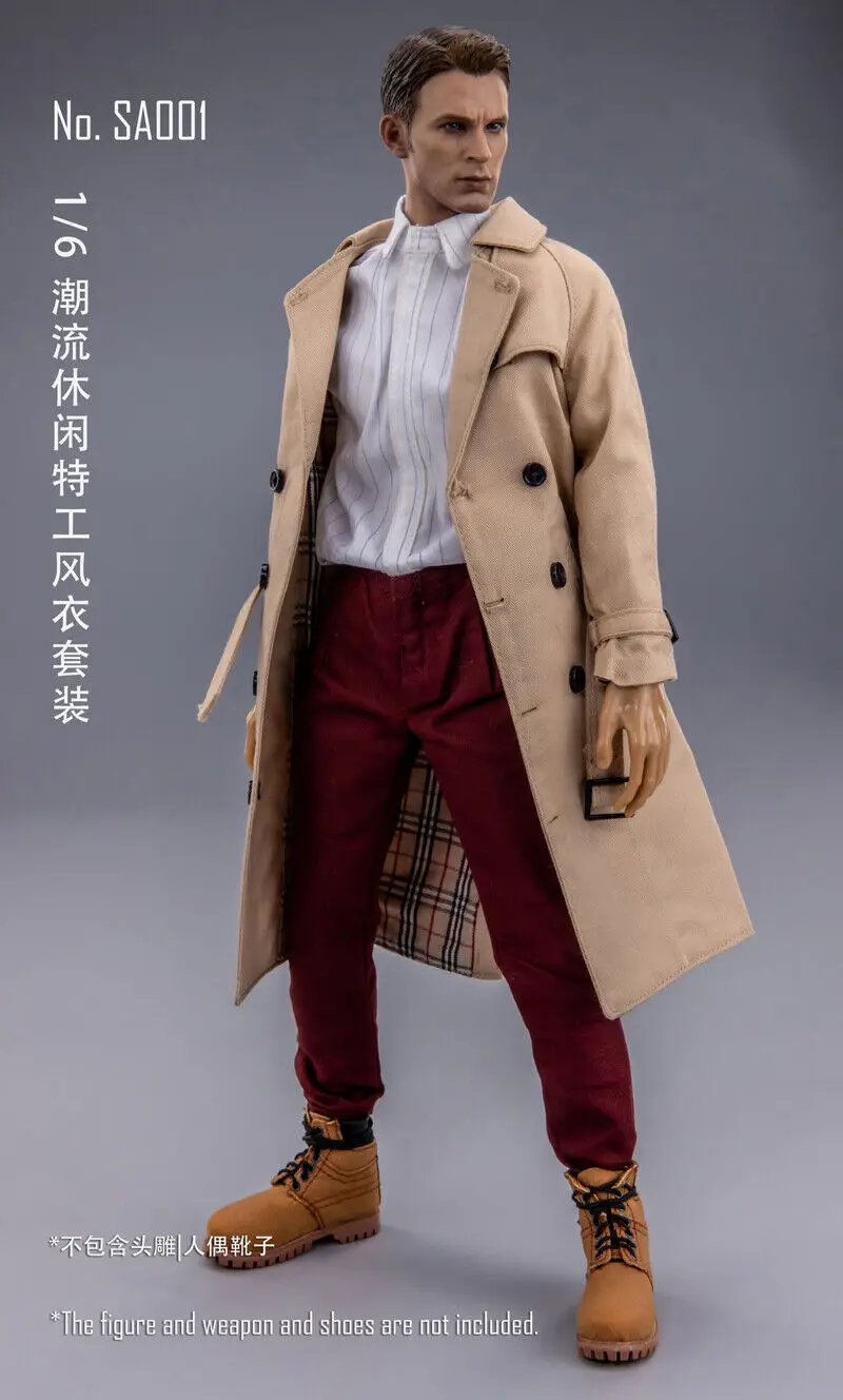 

1/6 Scale Clothes Male Trendy Casual Agent Trench Suit Model