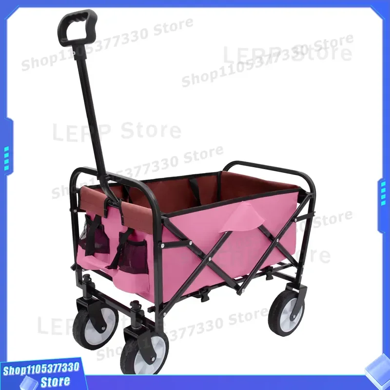 High Quality Stainless Steel Four-wheel All-Terrain Beach Cart Outdoor Garden Push-Pull Wagon Enclosed Storage