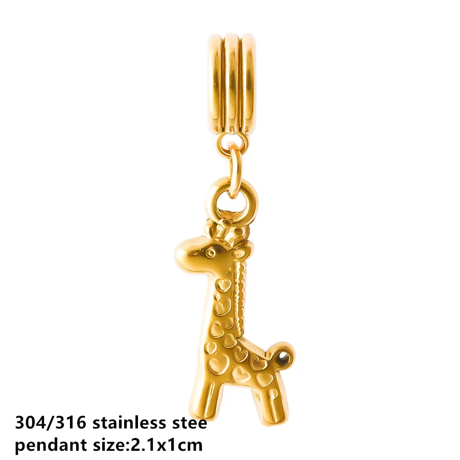 Goldfarbener kleiner Tieranhänger Ente Katze Taube Pferd Edelstahl Armband Armreif Anhänger für Schmuckherstellung handgemachte Dekoration – Detail 5