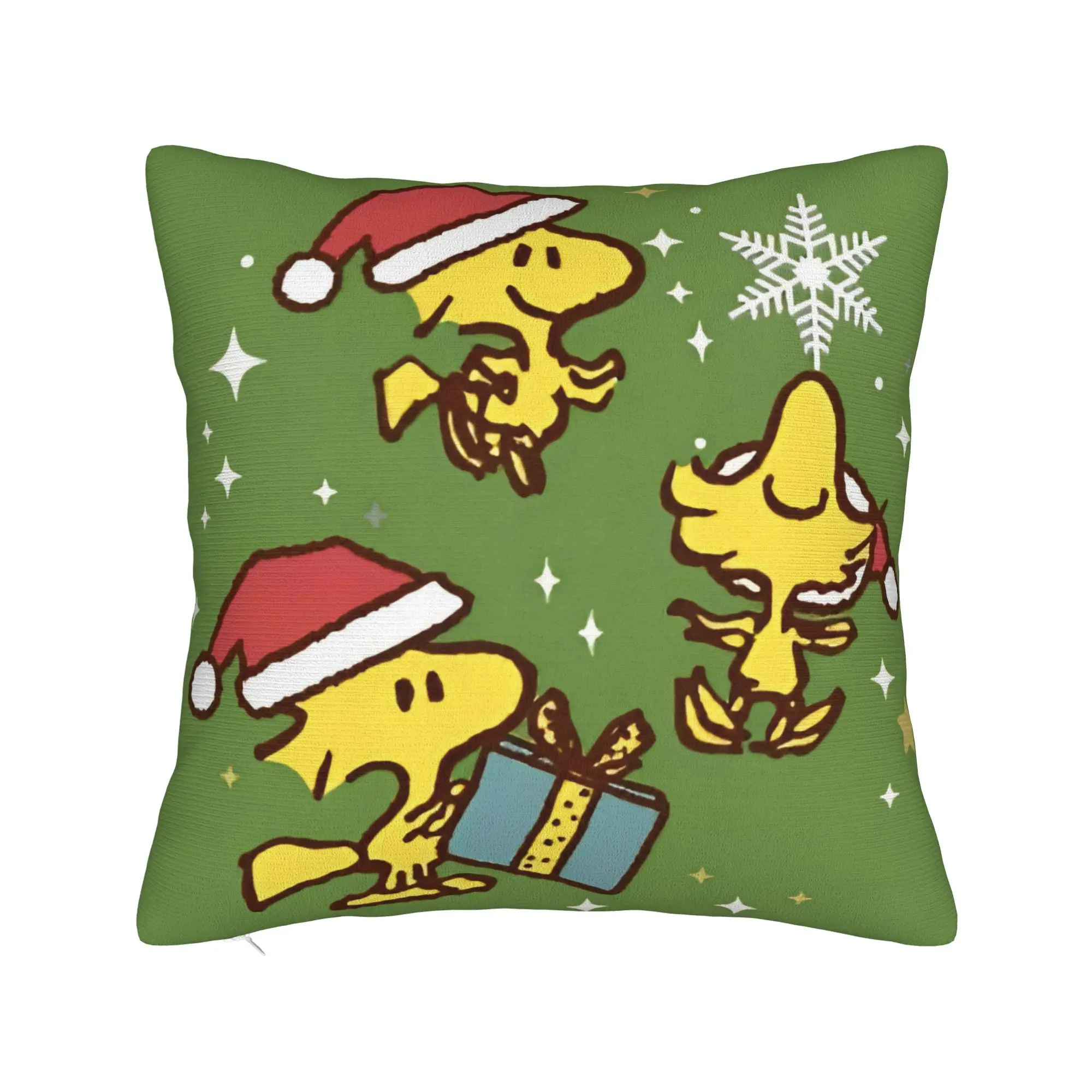 Cute Woodstocks S-Snoopys Christmas Square Pillow Case  Cushion Covers Creative Zipper Decor Pillowcase for Sofa 45*45cm
