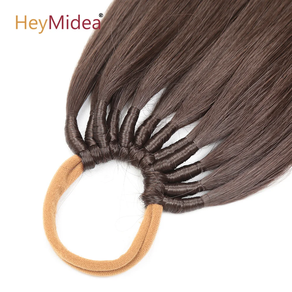 Synthetic Ponytail Extensions Wrap Around Elastic Hair Band Pre Stretched Straight Ponytail With  Rubber Band 24\