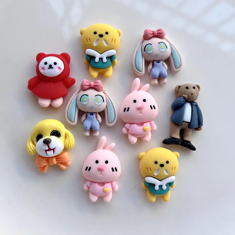 

10 шт., новые милые мультяшные кролики, собака, плоская задняя часть, смоляная круглая заколка для вырезок, сделай сам, аксессуары для свадебной вечеринки
