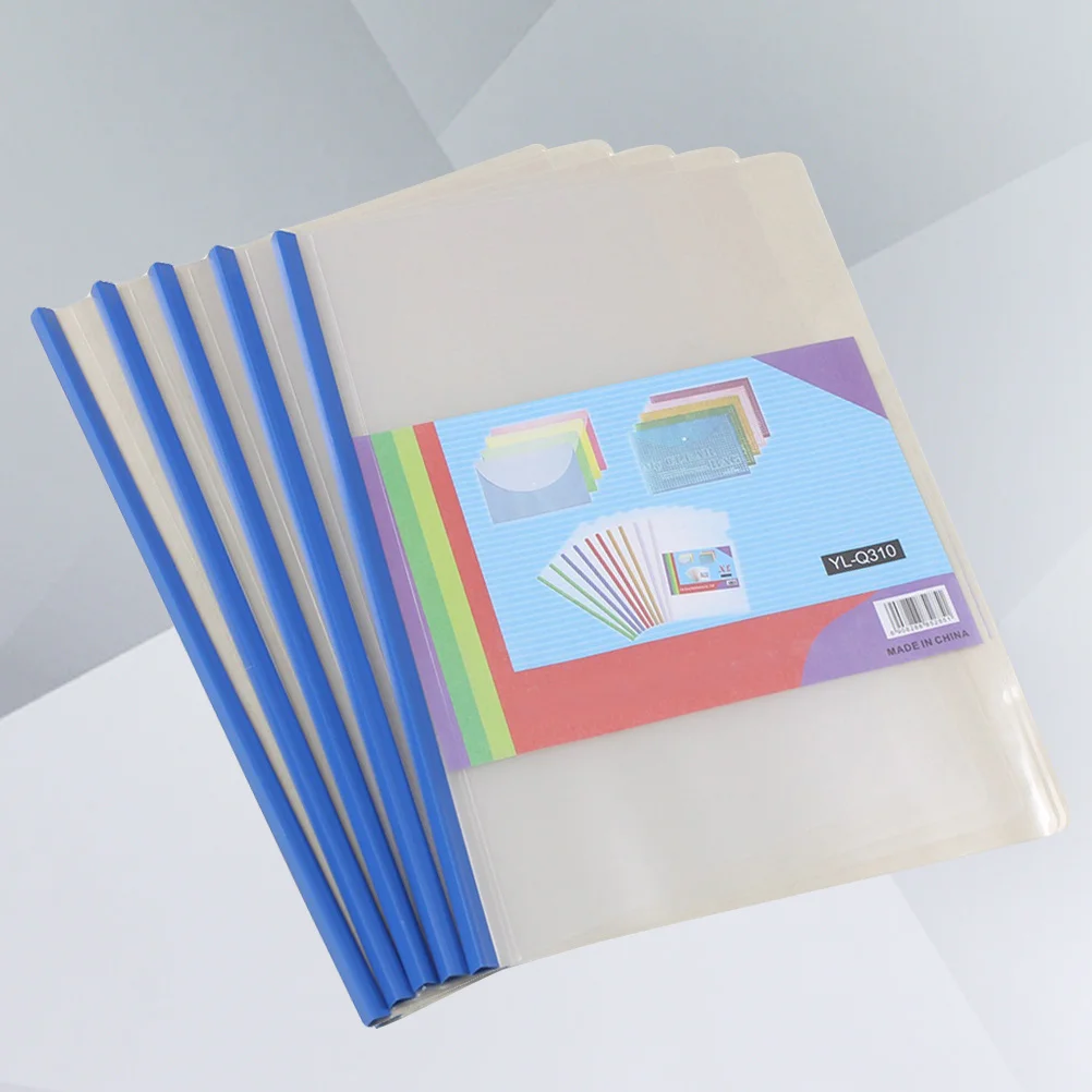 

10pcs Plastic Report Clip A4 Transparent File Folder Sliding Bar Holder For Documents Papers Music Books Non-Slip Organizer