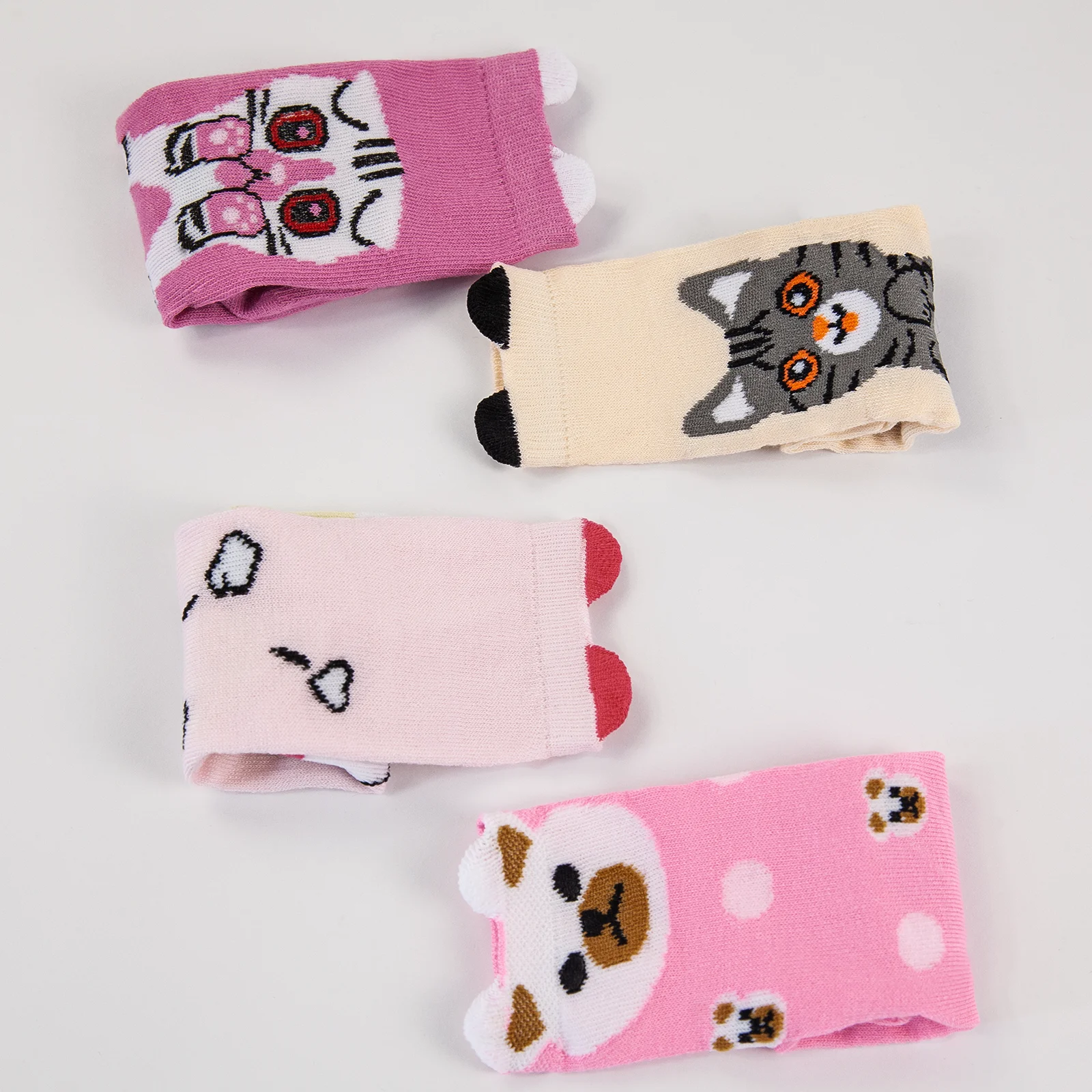 Free Shipping Kit 12 Pads Girl Socks Mid-top With Color and Varied Designs Ear Decor