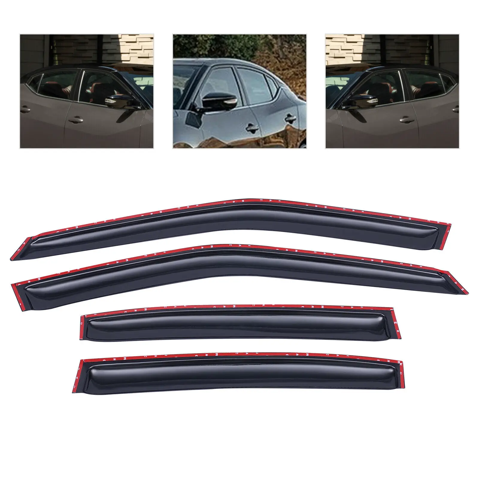 Black Glossy Window Visors Rain Guards For 2016-2022 Nissan Maxima 4x Car Door Window Visors Vent Shade Deflector Guards