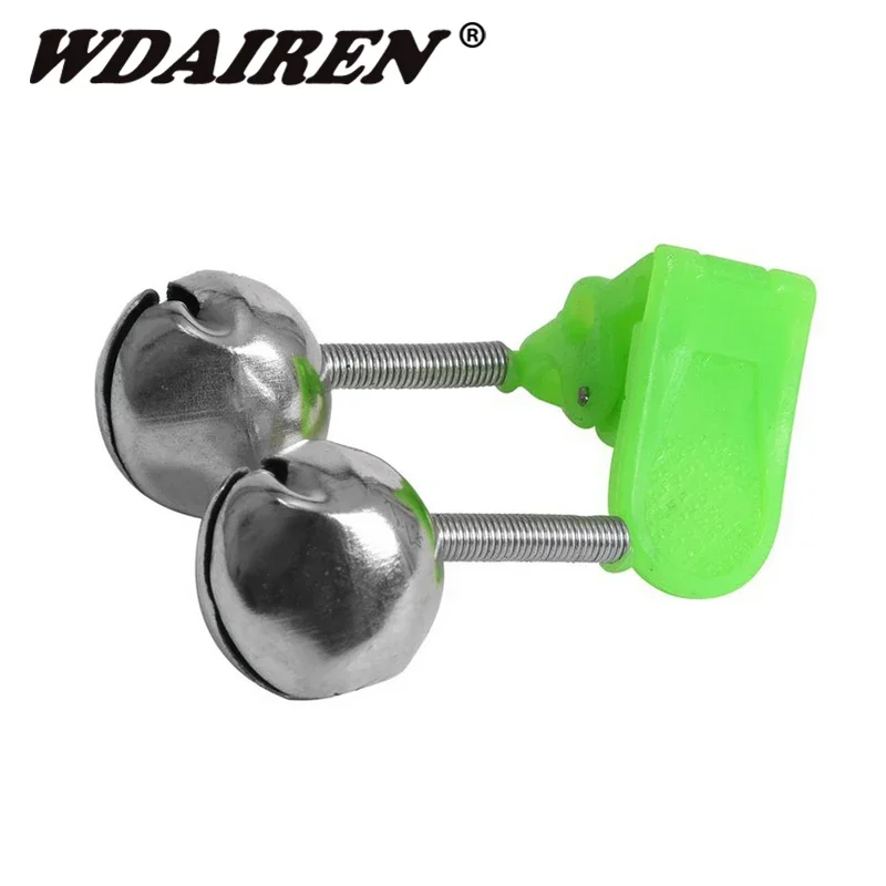5 Pcs Fishing Bite Alarms Fishing Rod Bell Rod Clamp Tip Clip Bells Ring Green ABS Fishing Accessory Outdoor Metal Bells