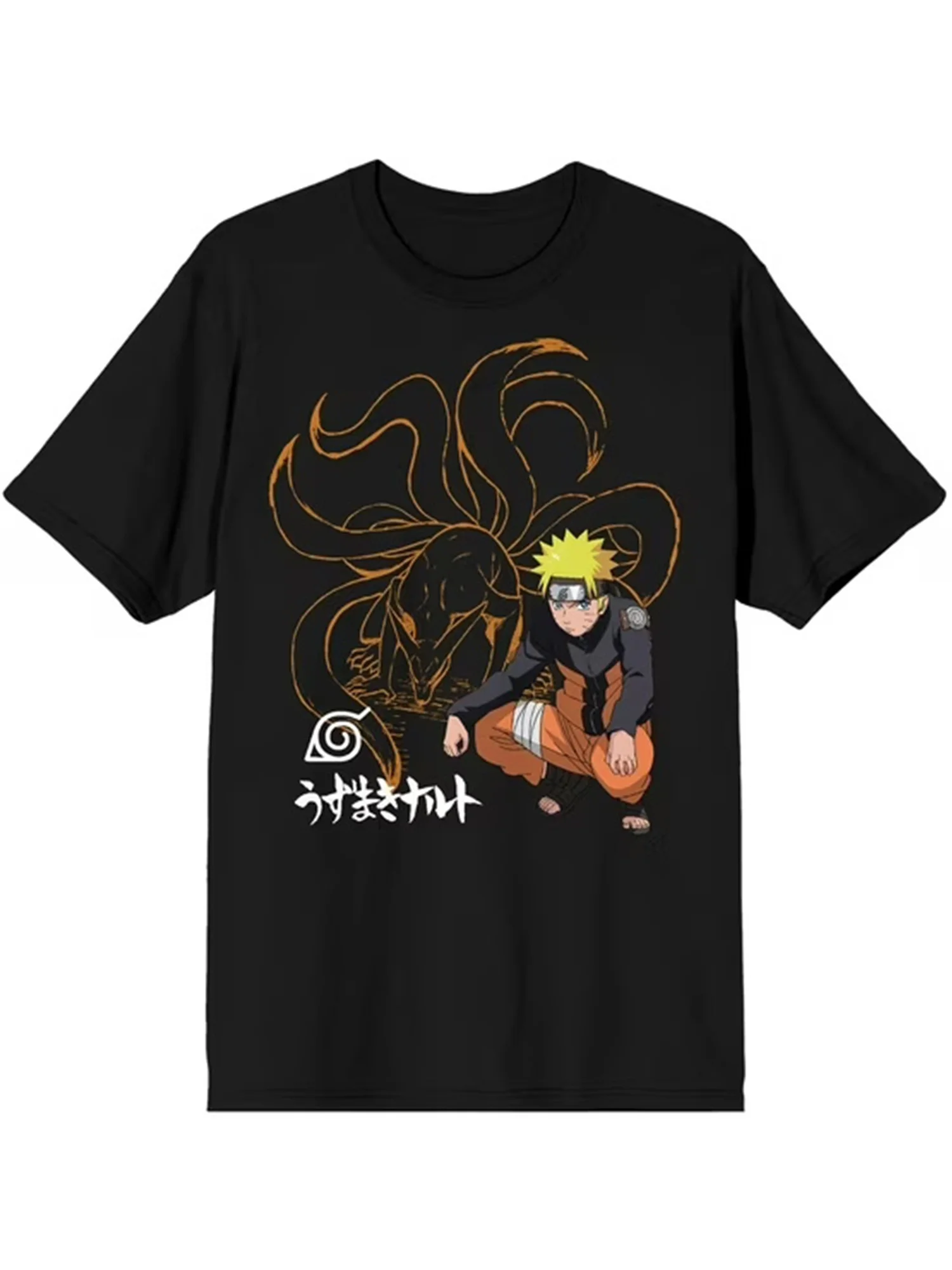 Naruto Nine Tailed Fox Naruto T-shirt Men's Summer Anime Printed Short Sleeve Loose Street Style Fan Shirt
