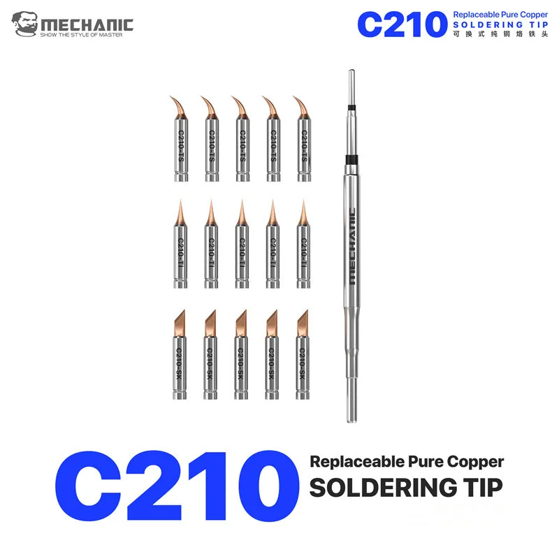 MECHANIC C210 Fast Heating Soldering Tips Smooth Tin Flow Replaceable Perfect Phone And CPU&BGA Chip Soldering Repair
