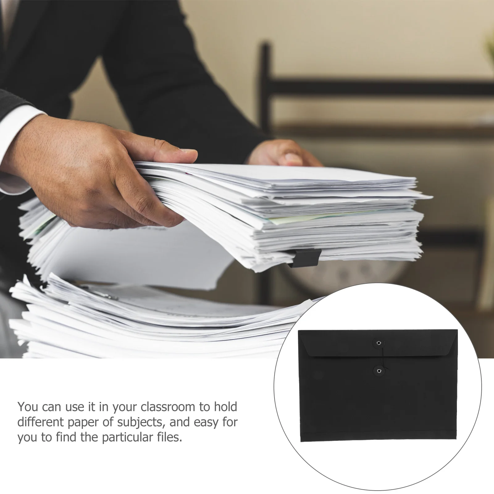 

5Pcs File Organizer Heavy Duty Document Folders with String Button Large Capacity File Pocket for Bills Invoices A4 Papers