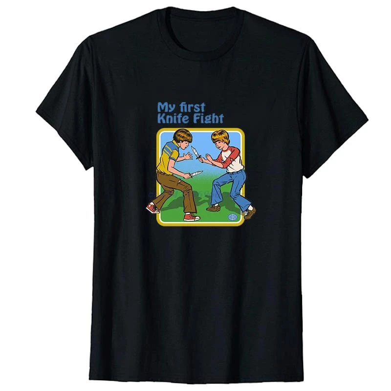 

Vintage 90s My First Knife Fight Graphic T Shirts Summer New Shirts And T-Shirts Cotton Short Sleeve T-Shirts Mens Clothes