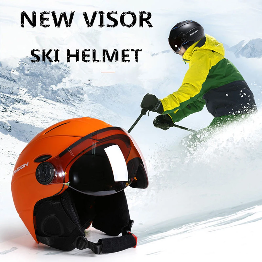 MOON Skiing Helmet Goggles, PC+EPS High-Quality Ski Helmet For Outdoor Sports, Skateboard Helmets, Ski Equipment