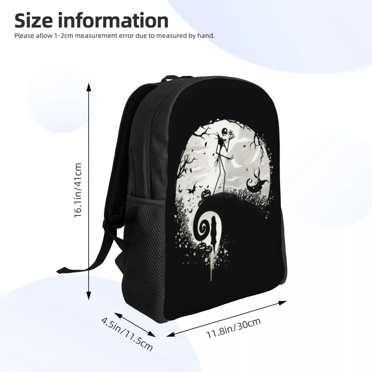 Custom Cartoon The Nightmare Before Christmas Laptop Backpack Women Men Basic Bookbag for College Students Jack Skellington Bag