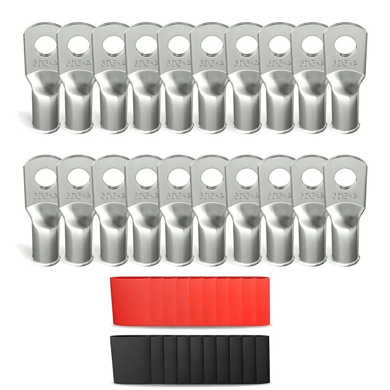 Heavy Duty Cable Lugs, Marine Grade Wire Terminals(20PCS), Double Wall Heat Shrink Tubing, Tubular Ring Terminal 4AWG-5/16-AB09