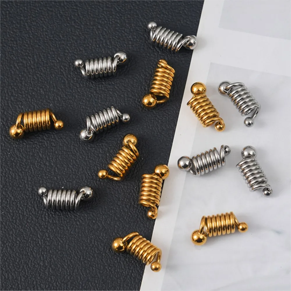 

5Pcs/Lot 18k Gold Stainless Steel Chic Coil Thread Spring Charms Connectors For DIY Necklace Bracelets Jewelry Making Supplies