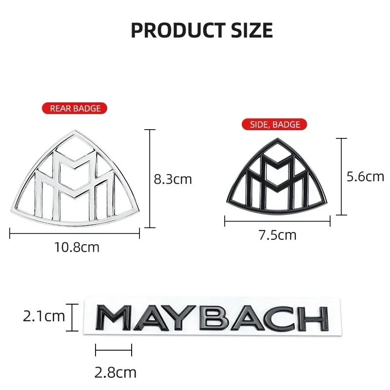 3D ABS for Maybach Car logo Fender side sticker Rear Bumper tail door trunk sticker car rear Emblem sticker styling Accessories