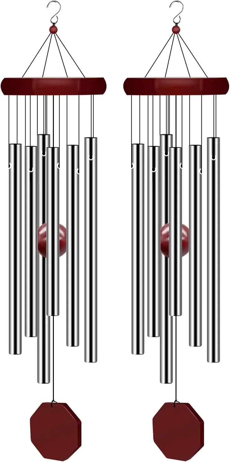 Large Deep Tone Memorial Wind Chimes, 6 Tuned Aluminum Tubes for Garden Patio Balcony Home Decor, Elegant Sympathy Gift