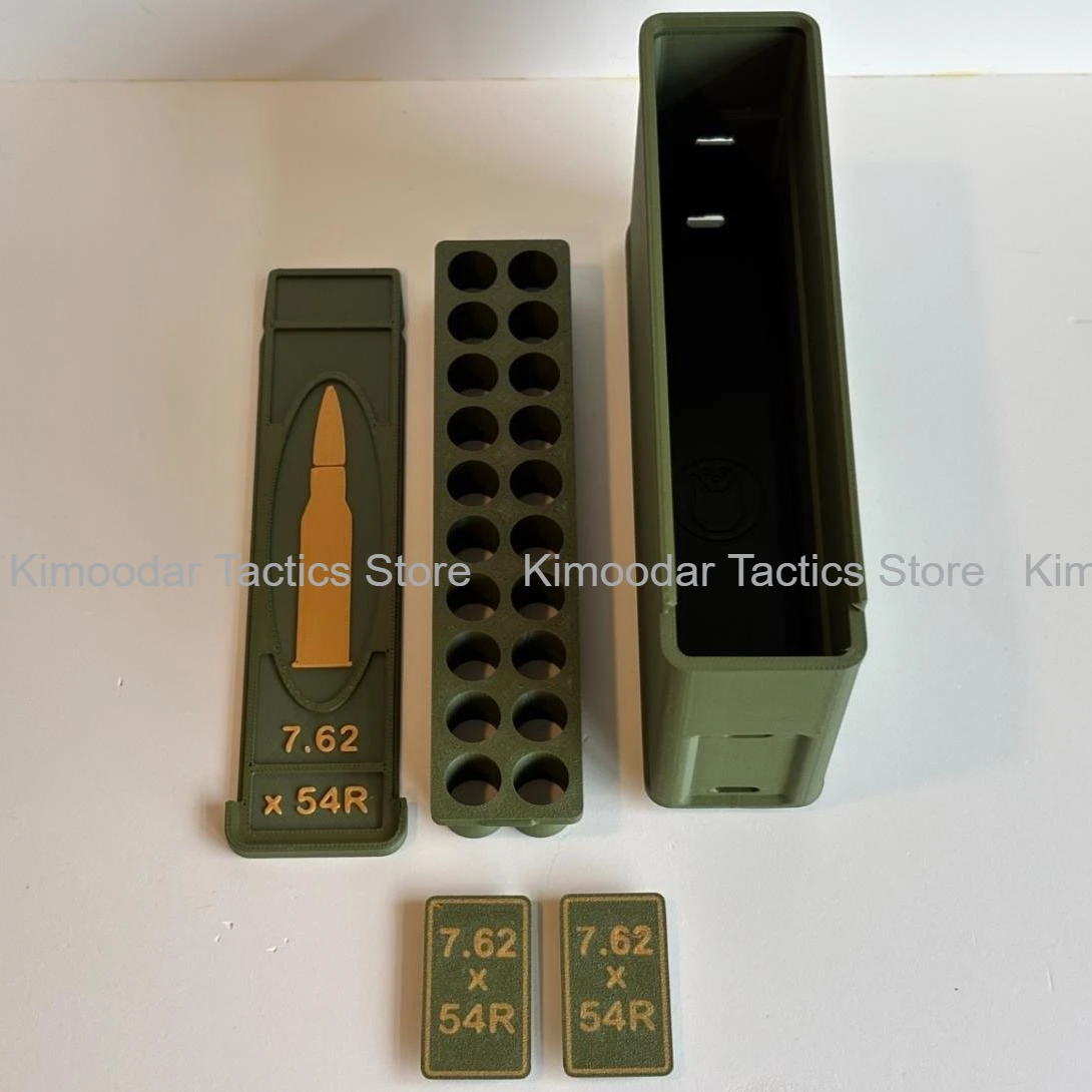 Fotografia 4: Caixa de armazenamento de bala 7.62 com impressão 3D, coleção de presente de mesa para entusiastas, apenas uma caixa vazia