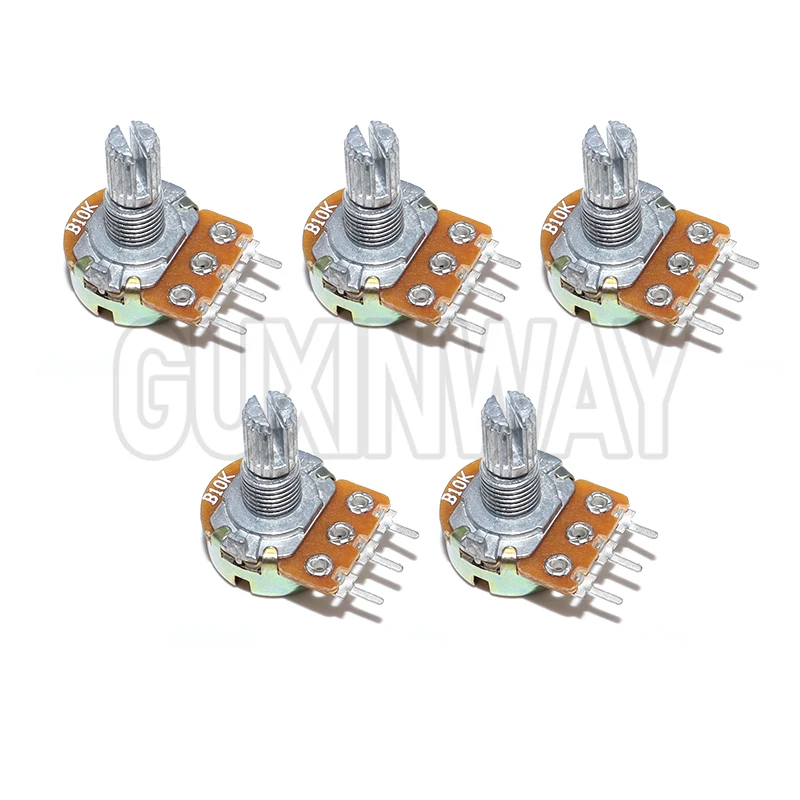 5PCS Linear Taper Potentiometer Kit WH148 B1K B2K B5K B10K B20K B50K B100K B250K B500K B1M 15mm Shaft 3Pin with Nuts and Washers