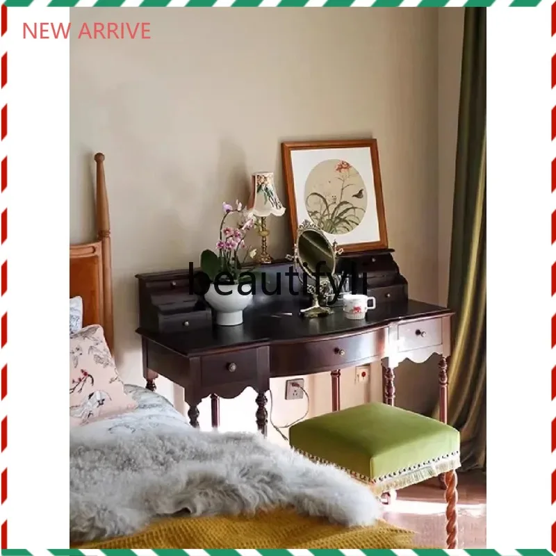 

D2520 American classical retro dresser decorative cabinet solid wood carved makeup table locker