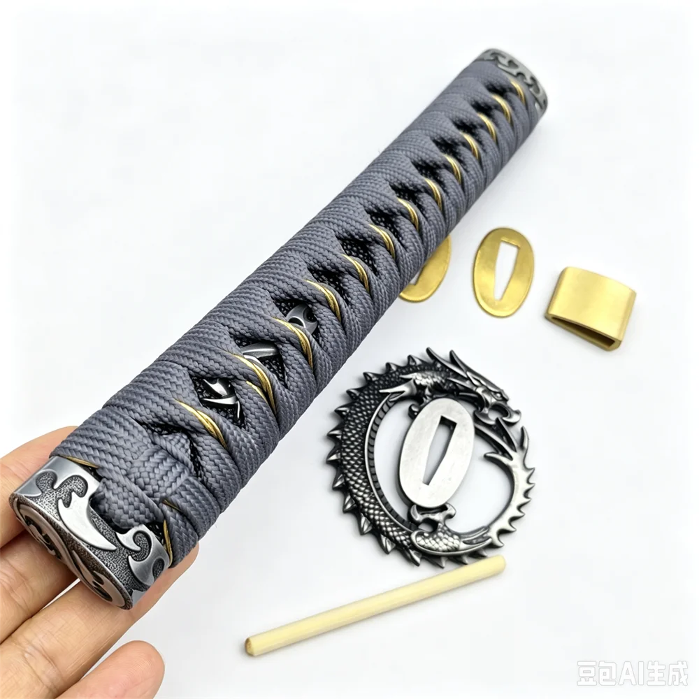 Two-tone 26cm Handle Tsuka Dragon Tsuba Brass Habaki+Seppa For Japanese Samurai Katana/Wakizashi Sword Accessory