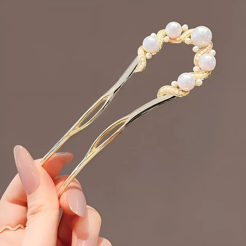 

[Elegant U-Shaped Hair Clip] 1pc Elegant Vintage Decorated U-Shaped Hair Clip, Women's Fashion Accessory, Suitable for Casual an