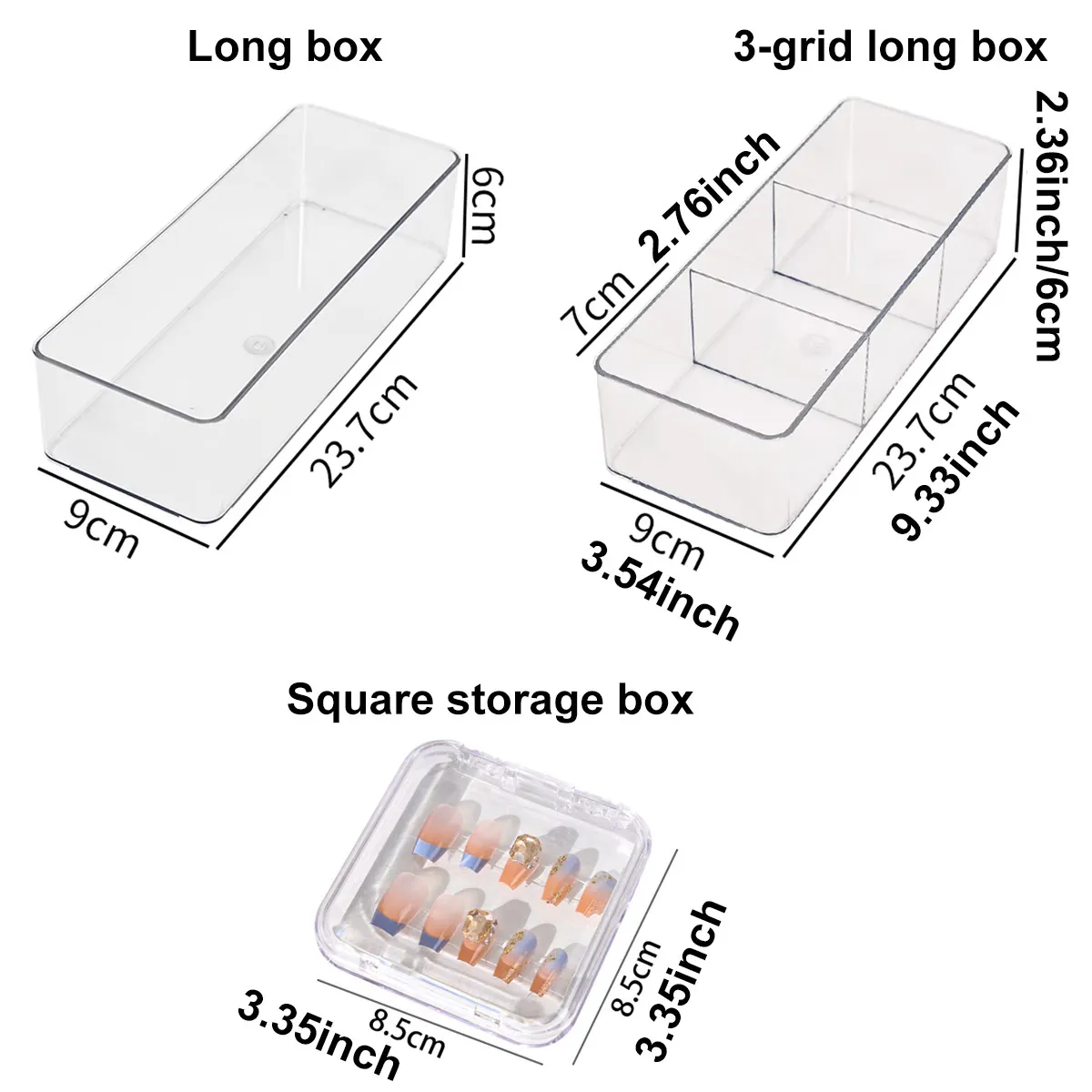 صندوق تخزين أظافر شفاف، صندوق عرض أظافر مزيف، سوار، مجوهرات، صندوق تنظيم المجوهرات #6