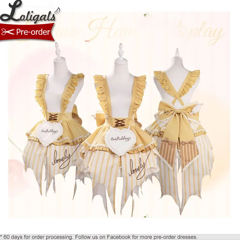 Pre-order ~ Cute Short Lolita Dress Sweet Asymmetrical Hem Mini Suspender Skirt ~ Lovely Pudding by Ocelot