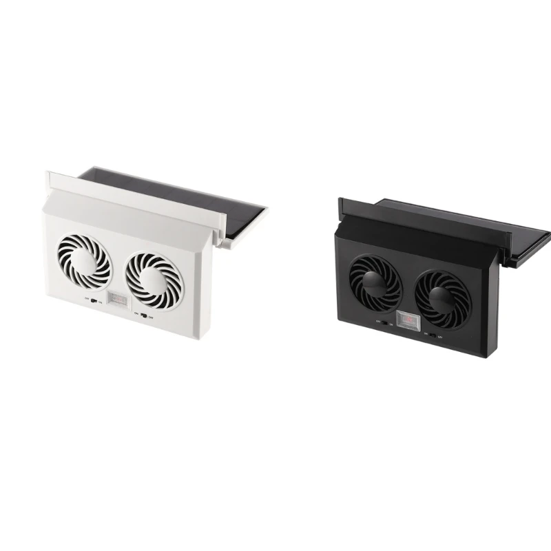 Solar Powered Double Airflows Fan Ventilator Air Circulation Eliminates Odors Cooling and Heat Dissipation D7YA