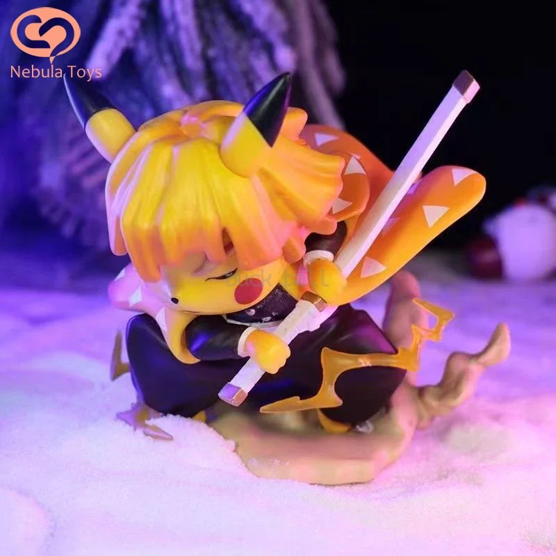 

Anime Demon Slayer Figure Kimetsu No Yaiba Figure Agatsuma Zenitsu Cos Pikachu Warrior Action Figures Pvc Model Kids Toys Gifts