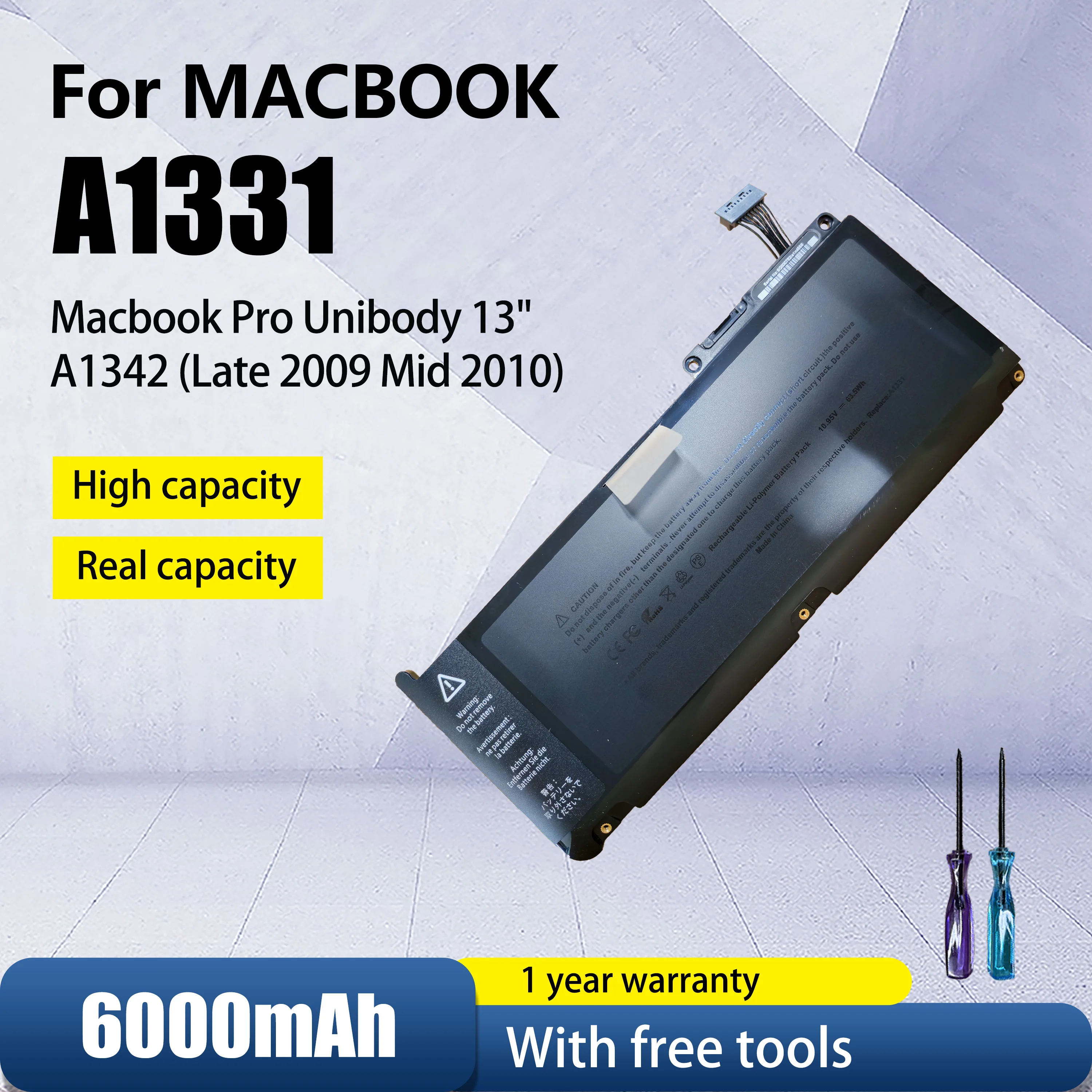 

NEW A1331 A1342 Laptop Battery For Apple MacBook 13.3"A1342 Unibody MC207LL/A MC516LL/A 020-6809-A High quality battery