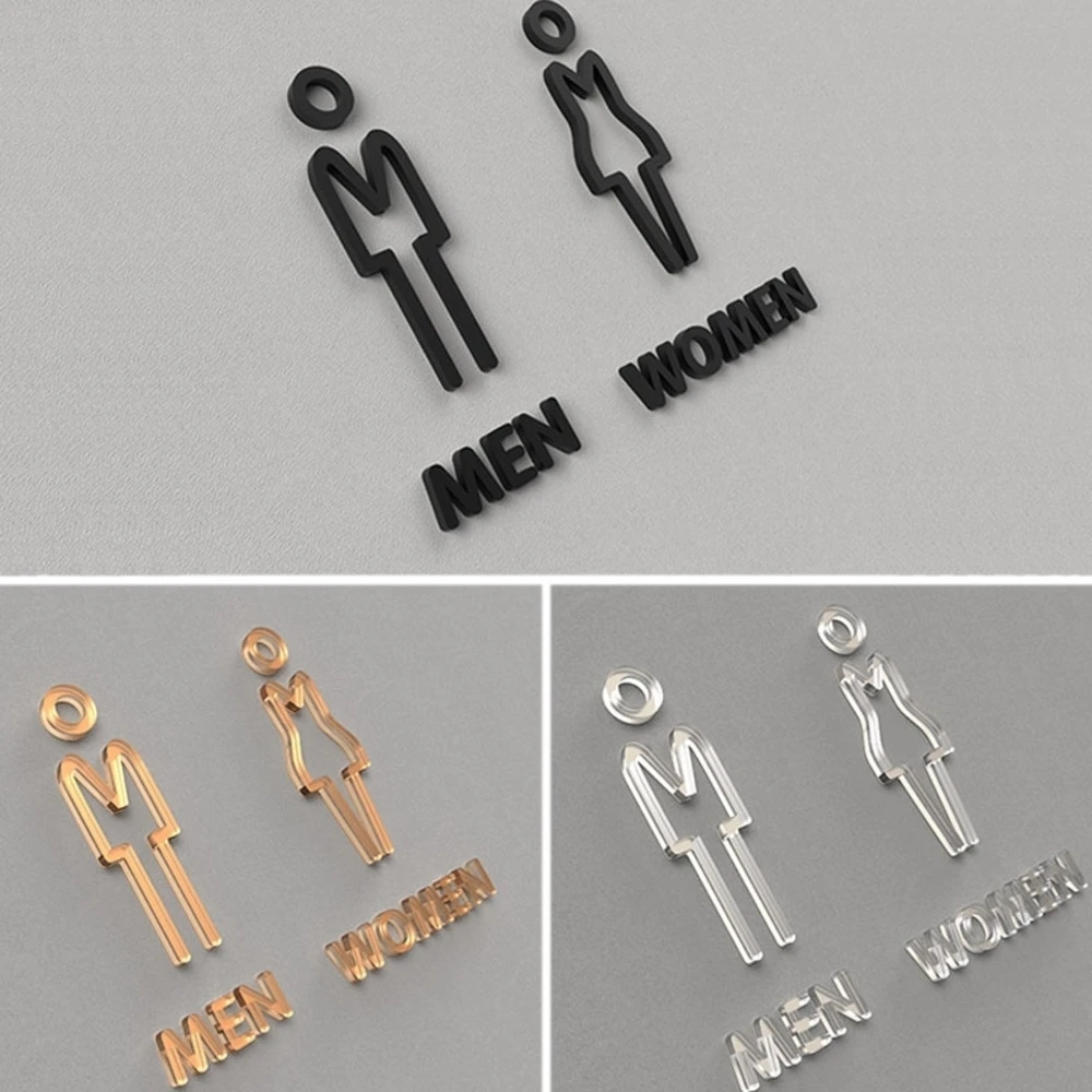 Zelfklevende acryl dames heren symbool toilet badkamer deur teken muurstickers voor hotel, kantoor, thuis, restaurant werk